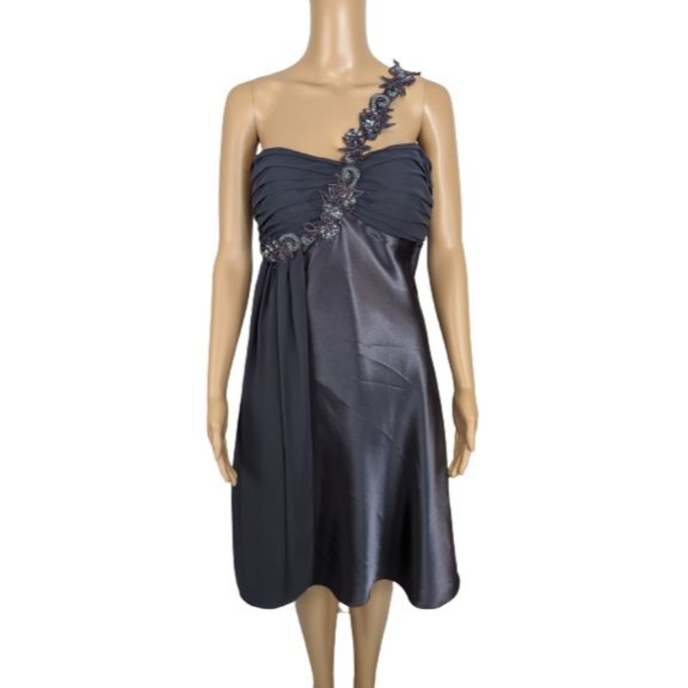 Nightway Charcoal One Shoulder Formal Dress 8